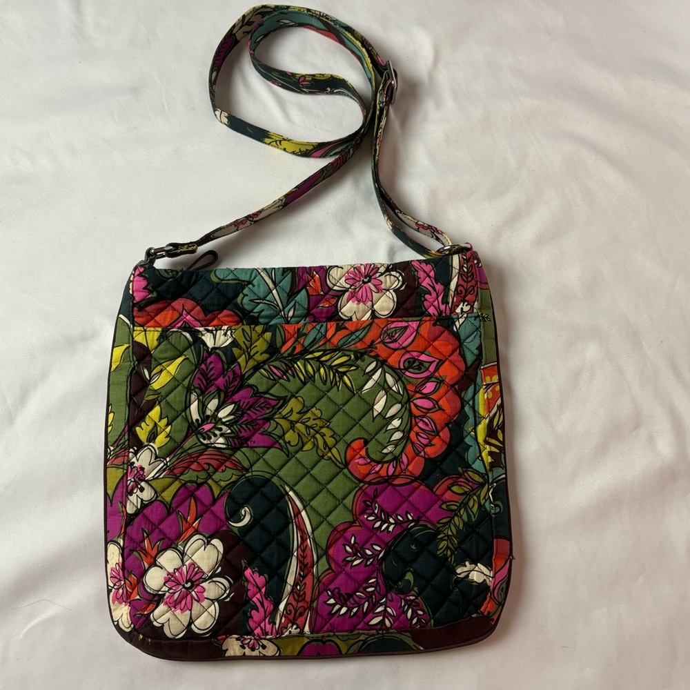 Vera Bradley Iconic Triple Zip Hipster Quilted Crossbody Bag Purse Multicolor